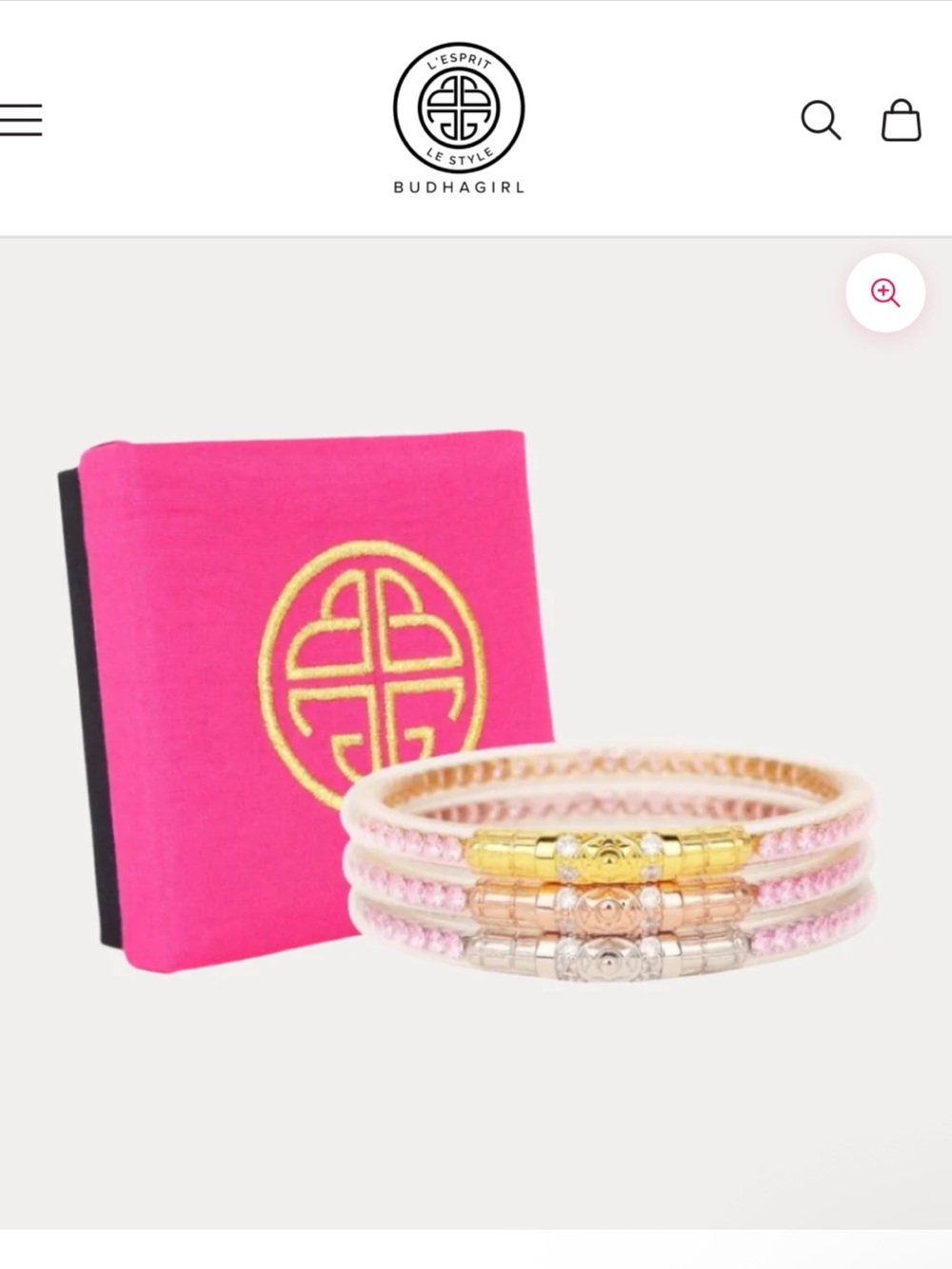 ✨New In Box BuDhaGirl Petal Pink Three Queens All Weather Bangles Set Small✨ - Picture 2 of 15